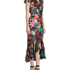 Alice + Olivia Multicoloured Silk Blend Maxi Ruffled Sundress Size 6