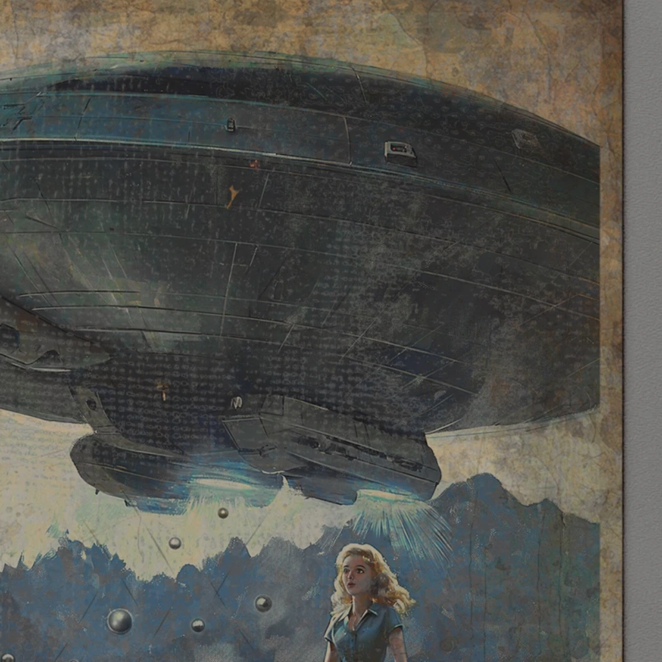 ПОХИЩЕНИЕ КОРОВЫ ИНОПЛАНЕТЯНАМИ НЛО, настенное искусство, научно-фантастический плакат UAP ферма крупный рогатый скот криптид ковбойка - Изображение 4 из 4