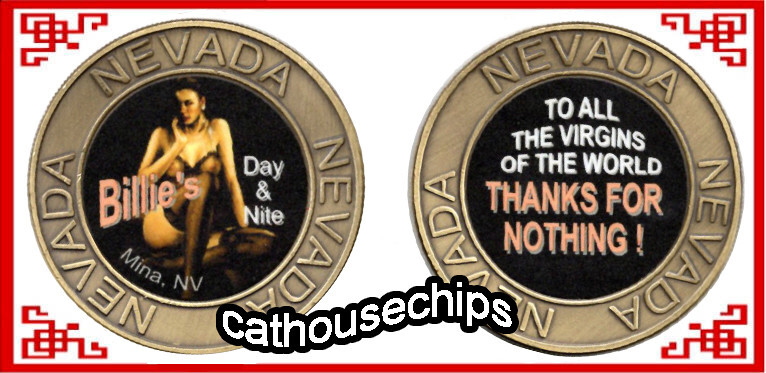Billie's Day & Nite Nevada Brothel Brass Metal Cat House Coin