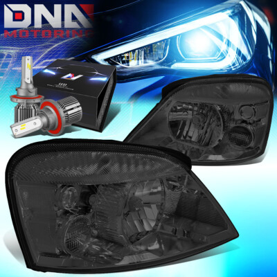 FOR 2004-2007 FORD FREESTAR OE STYLE HEADLIGHT LAMPS W/LED KIT+COOL FAN SMOKED