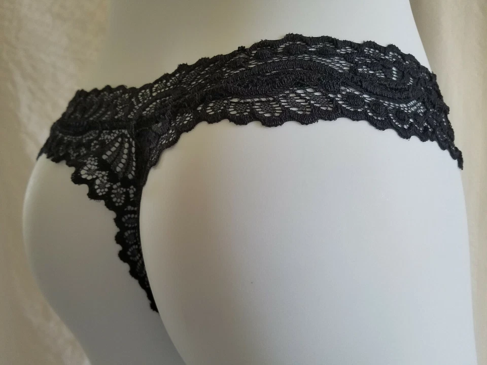 Nuevo paquete de 3 bragas tanga de encaje RENE ROFE para mujer XLarge blancas/desnudas/negras Foto 2 de 4