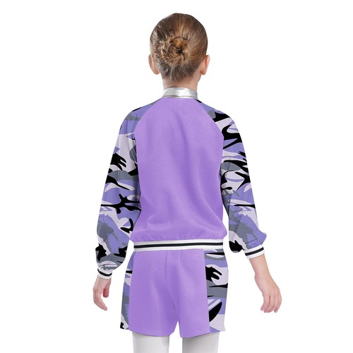 Kids Girls Jacket And Shorts Long Sleeve Coat With Bottoms Full Zip Sweatsuit - Picture 12 of 22