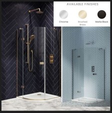 Hinged Door Brushed Brass Minimalist Quadrant Shower Door Enclosure 1900mm 6mm