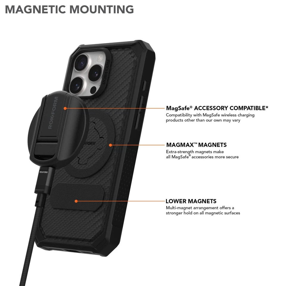 Rokform iPhone 16 Pro Max Rugged Case - MagSafe & Wireless Charging Compatible - Image 3 of 4