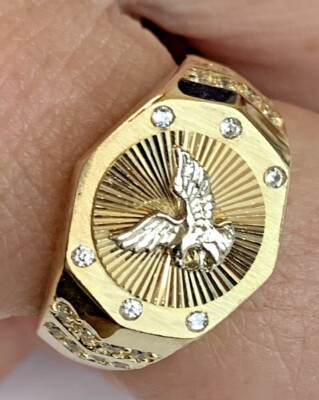 14k Gold Eagle 🦅Cubic Zirconia Sparkling Pinky Ring Men's