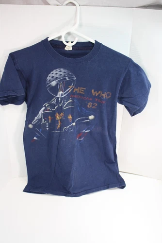 Vintage The Who Shirt Adult Medium Blue 80s Rock Band Tee 1982 American Tour