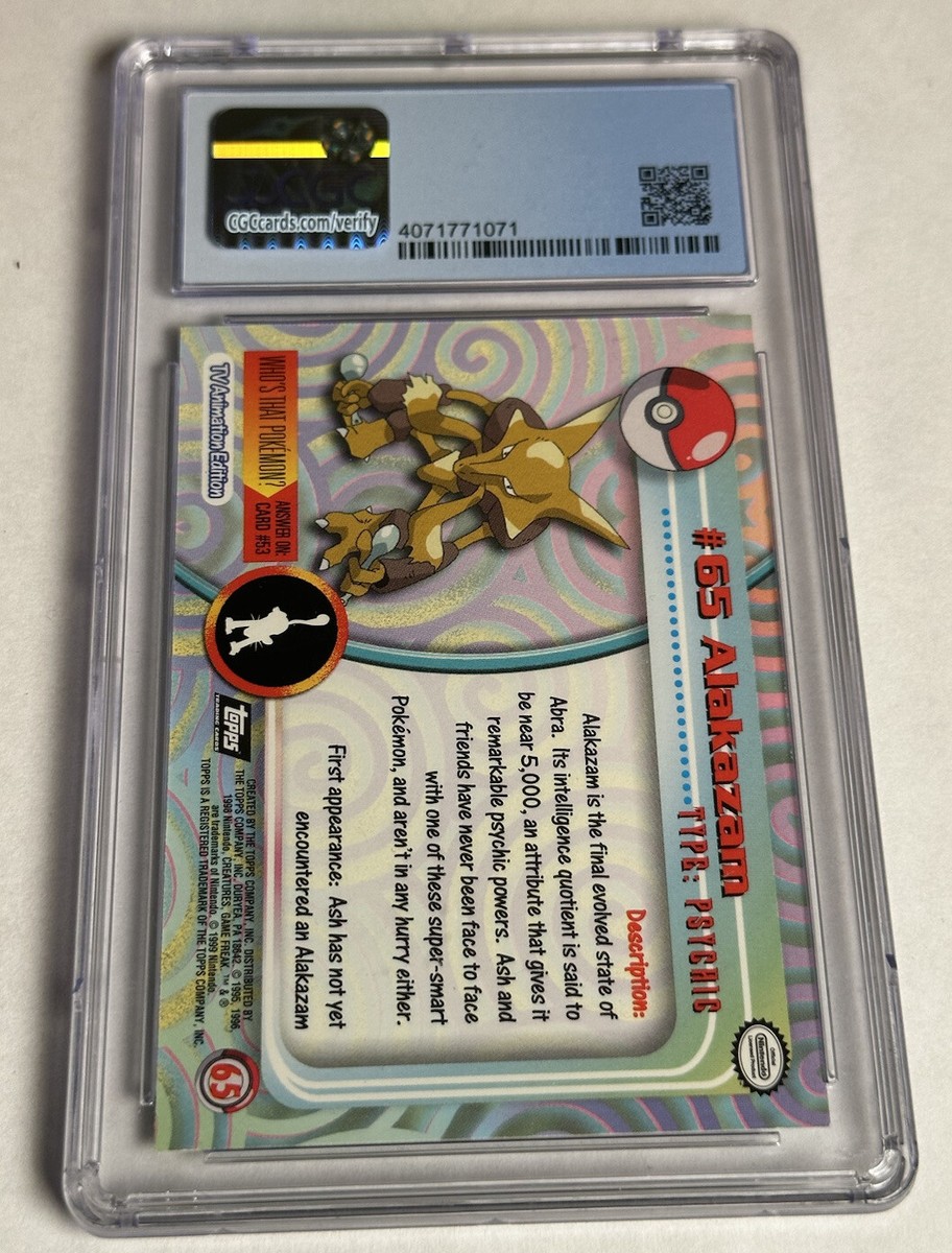 CGC 9 Mint Pokemon Topps 1999 Alakazam 65 Series 1 Second Print