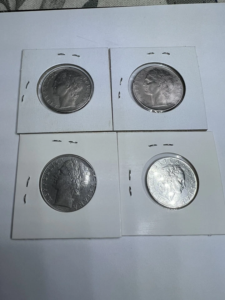 ITALY 100 LIRES 4 COINS $100 LIRA 1955-56-59 AND $50 LIRAS 1956 AU COLLECTIBLES - Image 4 of 4