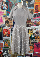 Vtg 60s-70s Polka Dot Mod Kay Windsor Seersucker Collared Shirt Dress Retro