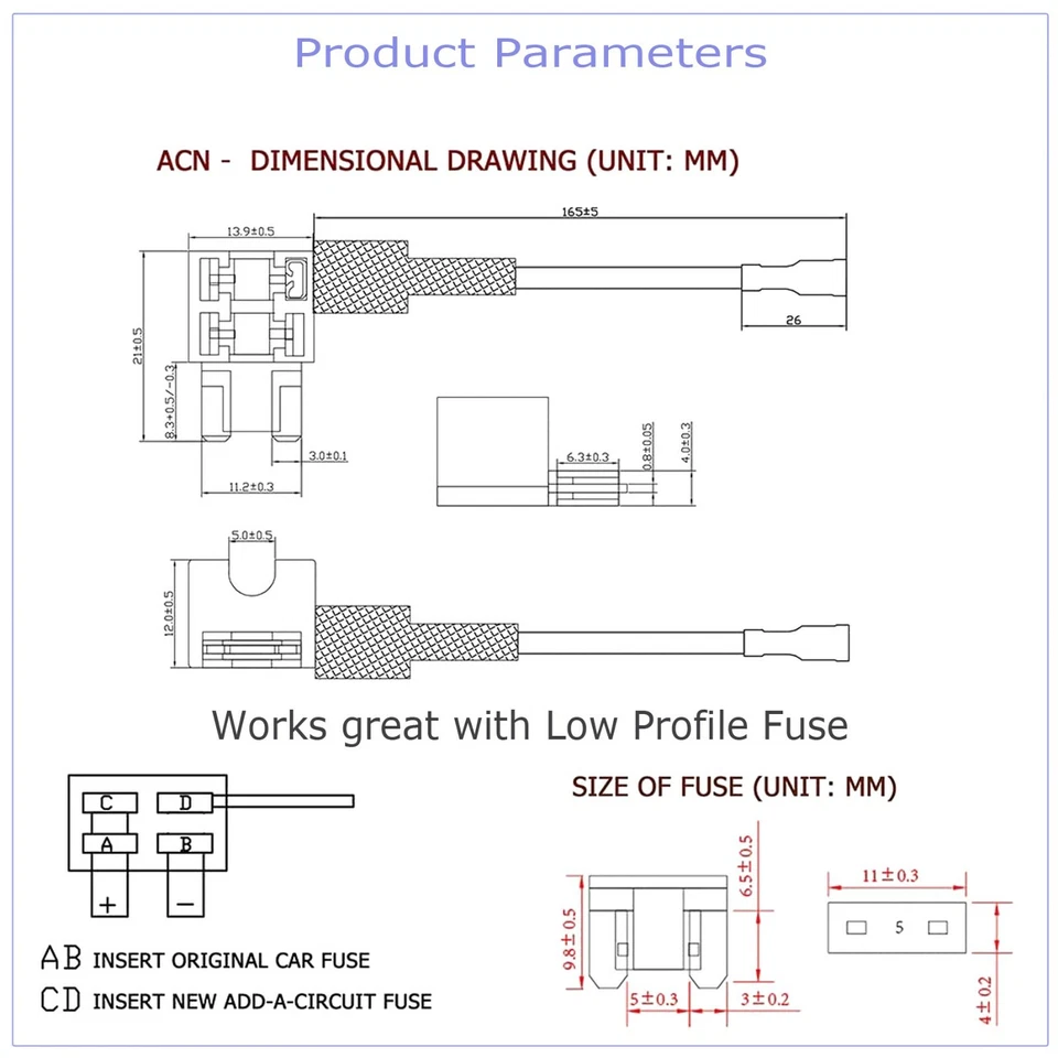 3X Pack 12V Car Add Circuit Fuse Tap Adapter Mini Low Profile Blade Holder - Image 3 of 4