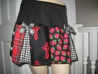 Cross Skirt Tartan red Black White Pleated  Roller Derby gothic