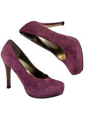Nine West Women's Size 6.5 M Purple Suede Leather Almond Toe Stiletto Heel Pump