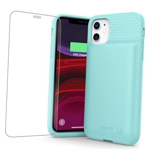 Battery Case for iPhone 11/XR (6.1inch),Upgraded 7500mAh Slim Portable Green