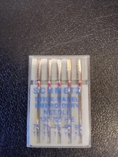 Schmetz 130/705H-E Large-Eye Flat-Shank Embroidery Sewing Needles - 5 Pk
