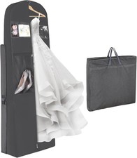 72 Inch Trifold Bridal Dress Bags with 12'' Accessory Pockets, Grey 