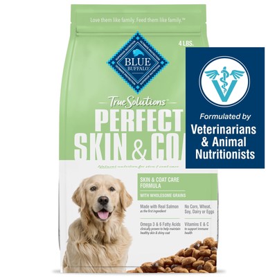 BLUE True Solutions Perfect Skin & Coat Adult Dog Dry Food, Salmon, 4-lb.