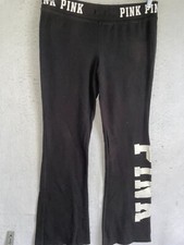 VICTORIA SECRET PINK Sweatpants L pants logo black back pocket women's