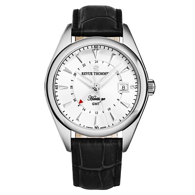 Revue Thommen Men Heritage GMT Silver  Dial Leather Swiss Automatic 21010.2432