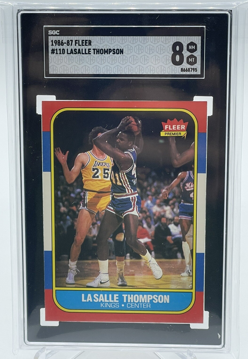 1986-87 Fleer Basketball #110 LaSalle Thompson Sacramento Kings SGC 8 NM-MT
