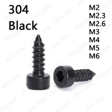 Black 304 Stainless Steel Hex Socket Cap Head Sheet Metal Screws M2 M3 M4 M5 M6