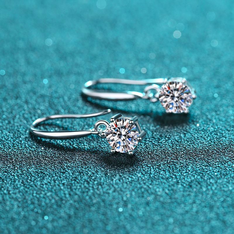 1CT Moissanite Drop Dangle Earrings 925 Sterling Silver Wedding Bridal Gift main image 0