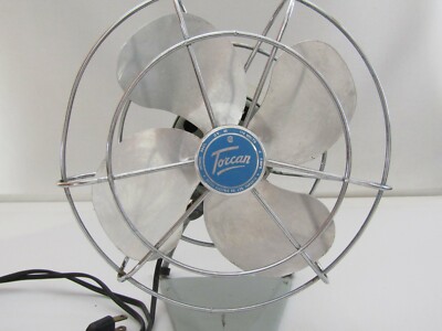 VINTAGE ART DECO TORCAN METAL DESK FAN