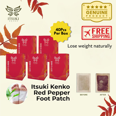 100% Authentic ITSUKI Kenko Detox Red Pepper Herbal Natural Foot Pads 40Pcs-Box