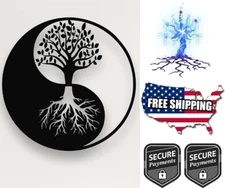 Wall Decor Tree of Life Metal Art Removable Hangings YinYang Interior Modernhome