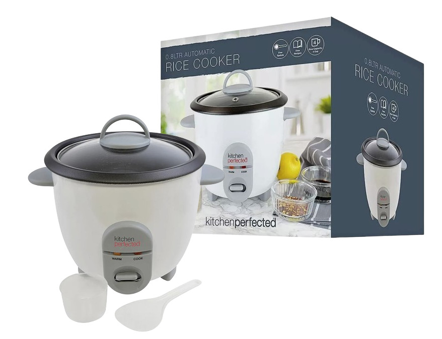 Rice Cooker Small Electric 0.8L Steamer with Non Stick Bowl - White
