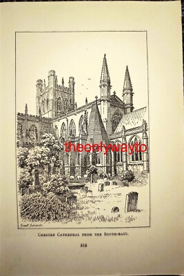 Chester Cathedral, aus SE, Cheshire, kleine Buchillustration (Druck), um 1900