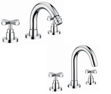 SET COMPLETO RUBINETTI 3 FORI LAVABO E BIDET  SPIRIT NEW  CROMATO MADE IN ITALY