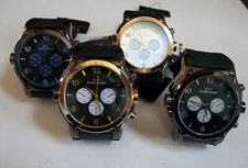 Men's Black & Gold Finish Tecno Sport Silicone Band Fashion Hip Hop Watch