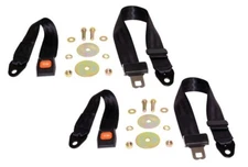 VINTAGE STYLE STANDARD BLACK LAP SEAT BELTS CLASSIC MUSCLECAR HOTROD PAIR LH&RH