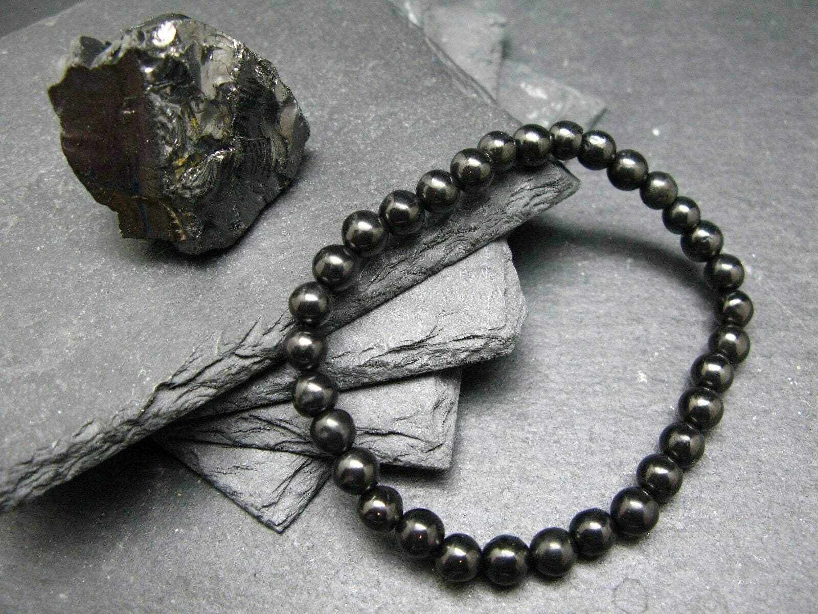Elite Noble Shungite Genuine Bracelet ~ 6mm Round Beads Elite Noble Shungite Genuine Bracelet ~ 6mm Round Beads