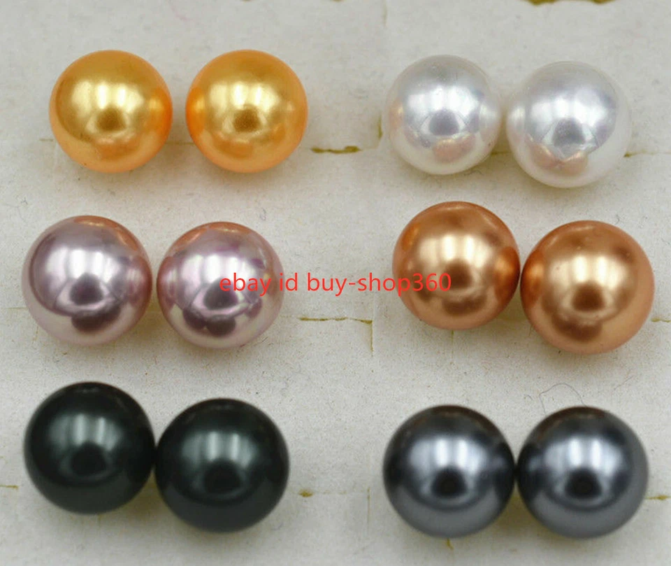 NEW Wholesale 6Pair 12mm South Sea Shell Pearl Stud 925 Silver Stund Earrings - Image 2 of 4