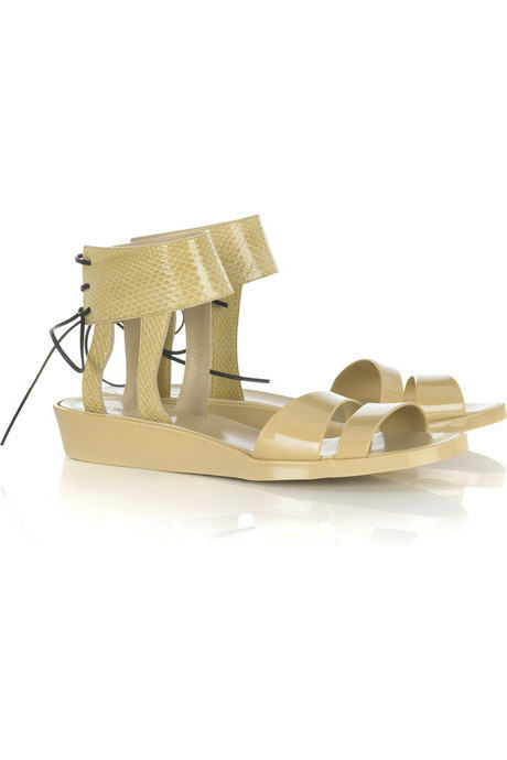 100% Chloé nude SANDAL python LEATHER jelly sole cuff shoes 1/2