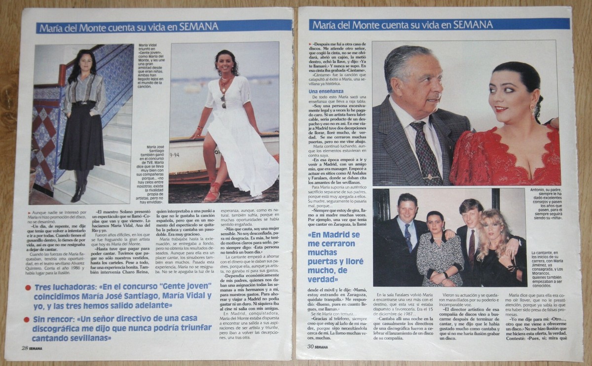 Maria Del Monte Lot Press 1990s Spain Clippings Singer Copla Isabel Pantoja  | eBay