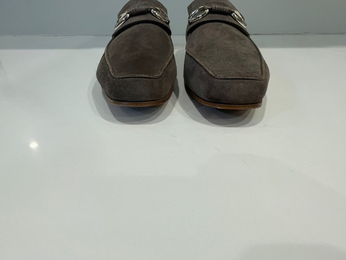 Corthay Suede loafer Cannes silver finish double C logo Grey 