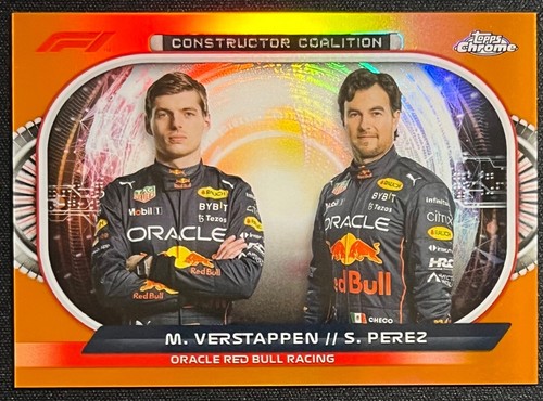 2022 Topps Chrome F1 Con Coalition Max Verstappen Sergio Perez Orange #21/25