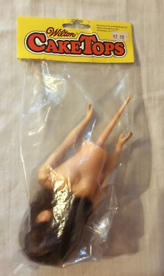 Vintage Wilton Cake Topper 7  Half Doll Brunette Blue Eyes New in Package