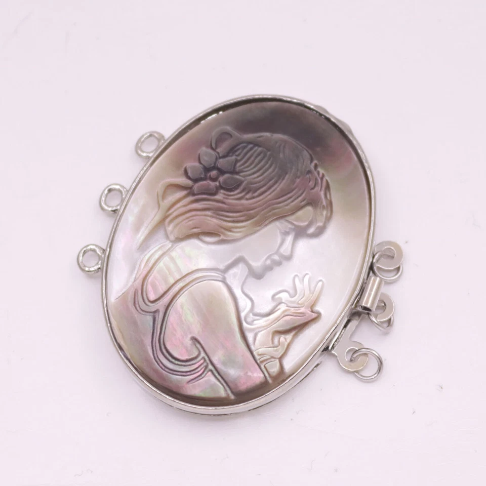 Cierres de joyería de belleza camafeo gris natural 25 mm X 30 mm elipse Foto 4 de 4