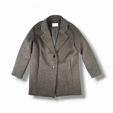 Oak + Fort Women’s Wool Blend Coat XS Brown Herringbone Minimalist Chic