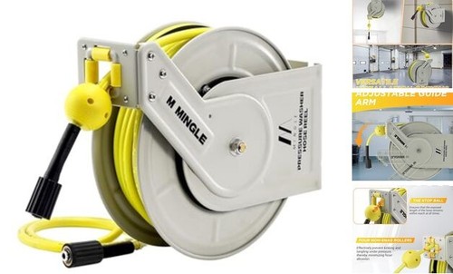 Retractable Pressure Washer 1/4" × 60ft Heavy Duty Professional Auto Hose Reel