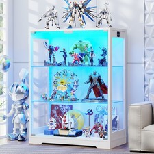 BROTTAR 3-Tier Glass Display Cabinet with Adjustable Shelves 3 Color Lights