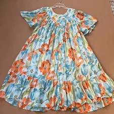 Go Softly Women's Patio Dress Pockets House Muu Muu Boho Large Floral Pullover