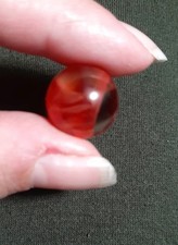 Akro Transparent Red on Clear Base Corkscrew Marble