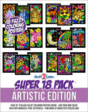 Super Pack of 18 Fuzzy Velvet Coloring Posters - Great for Family Time, Arts