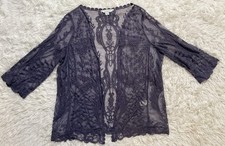 Y2K Whimsigoth Western Festival Rodeo Fairy Boho Sheer Duster Kimono Lace Gray L