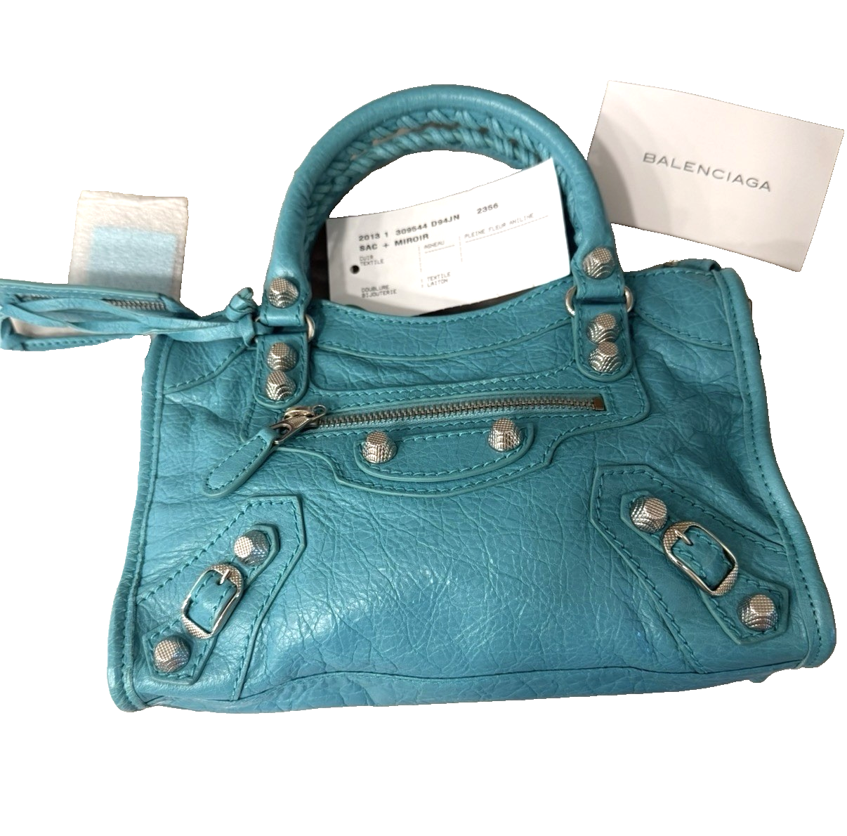 Balenciaga Classic City Mini Leather Bag Silver Hardware with mirror. New.