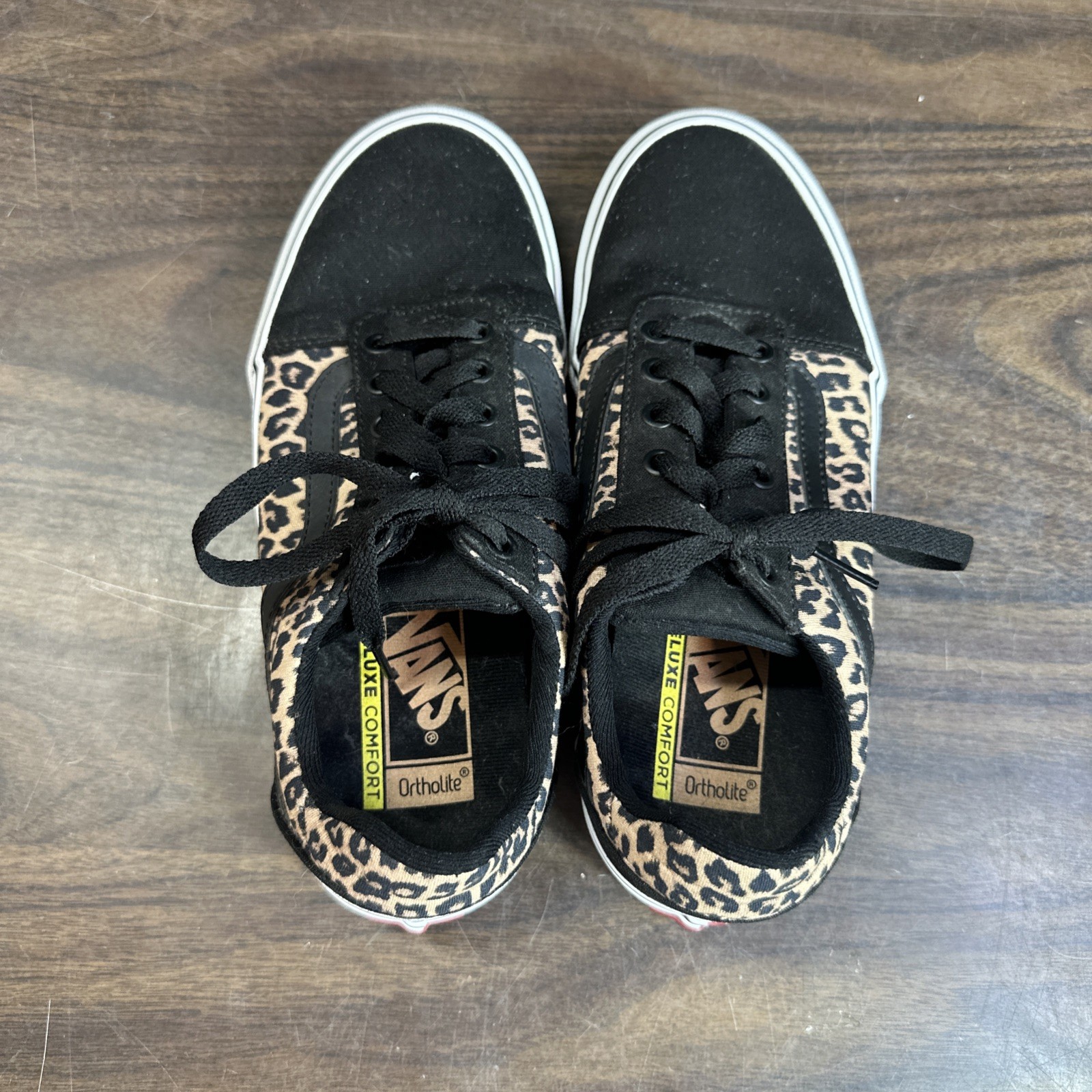 Vans Womens Sneaker Sz 8.5 Cheetah Black White Ortholite Comfort Skater Shoes thumbnail 3